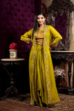 Organza embroidered jacket Party wear indo-western outfit with crop top and Dhoti skirt DRY WASH 04056
