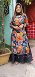 Floral Muslin double layer Gown with dupatta DRYWASHONLY-03030}