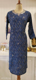 Gold print  Beautiful lehriya muslin zari thread embroidery only kurta -03717}