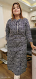 Printed blue and white cotton foil mirror embroidery summer only kurta-03738
