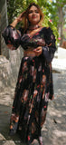 Floral print chinon stylish croptop with skirt and chokar dupatta  DRYWASHONLY-03822