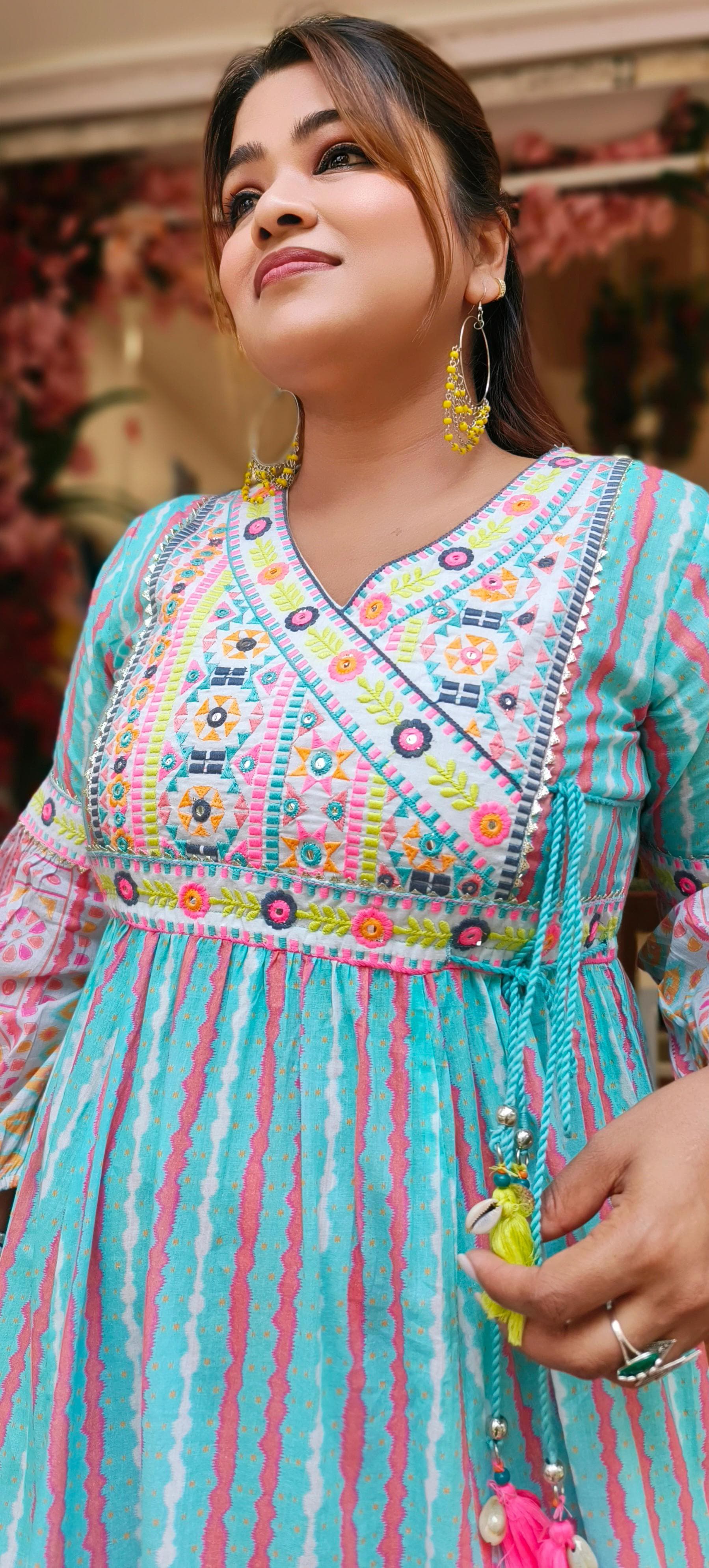 Beautiful multi cotton printed summer Gown-04636