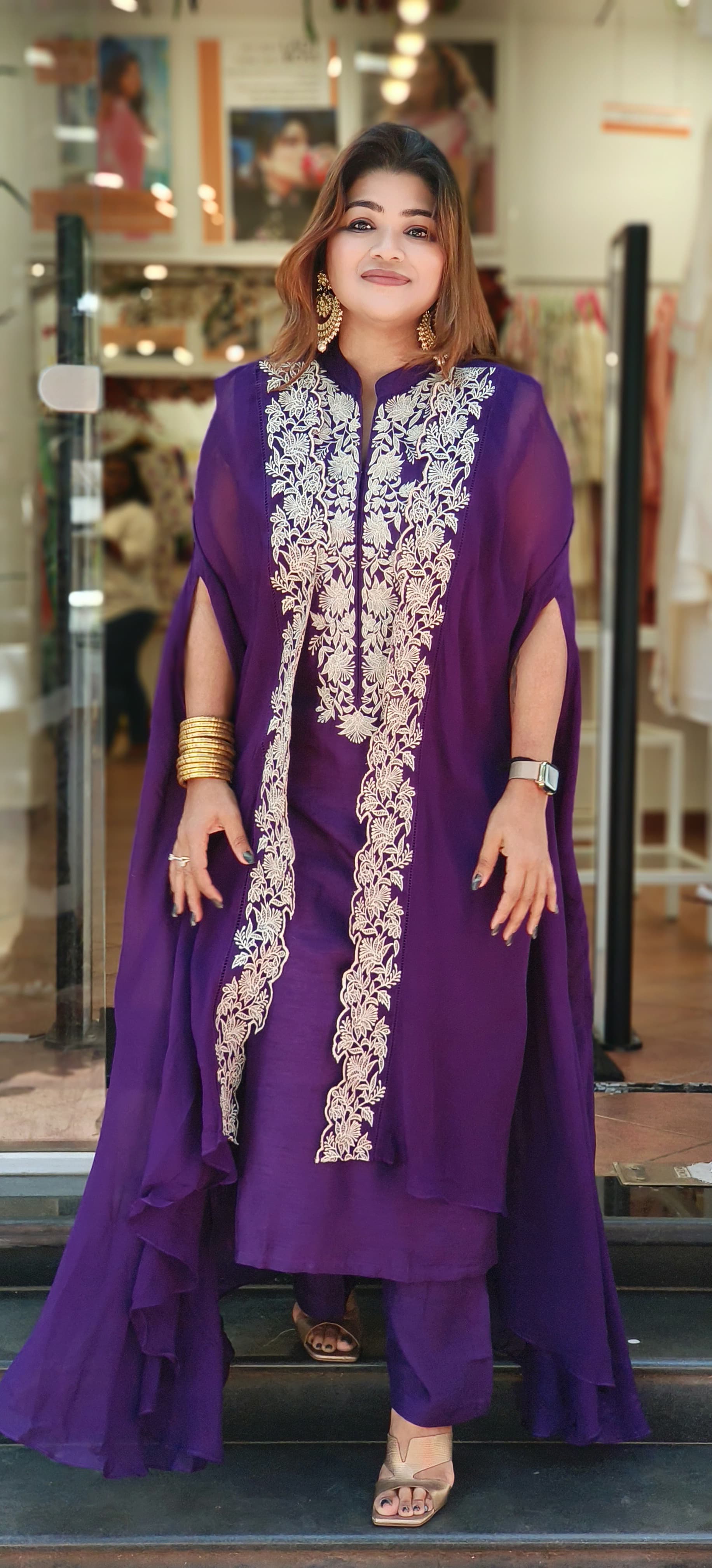 Beautiful Embroidred Party Wear Style kurta With pant and organza jacket DRY WASH ONLY-05860-66