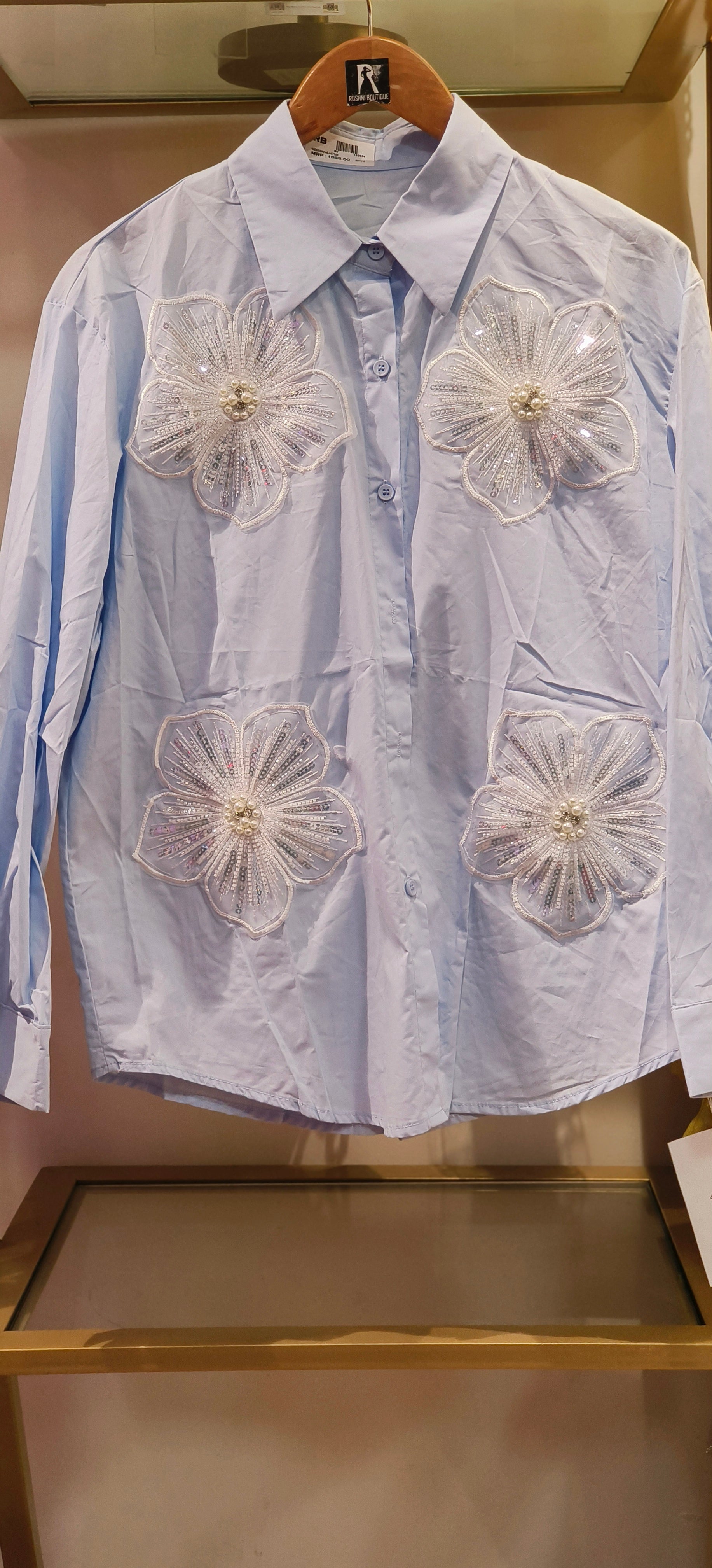 Organza Flower Cotton imported Material Shirt