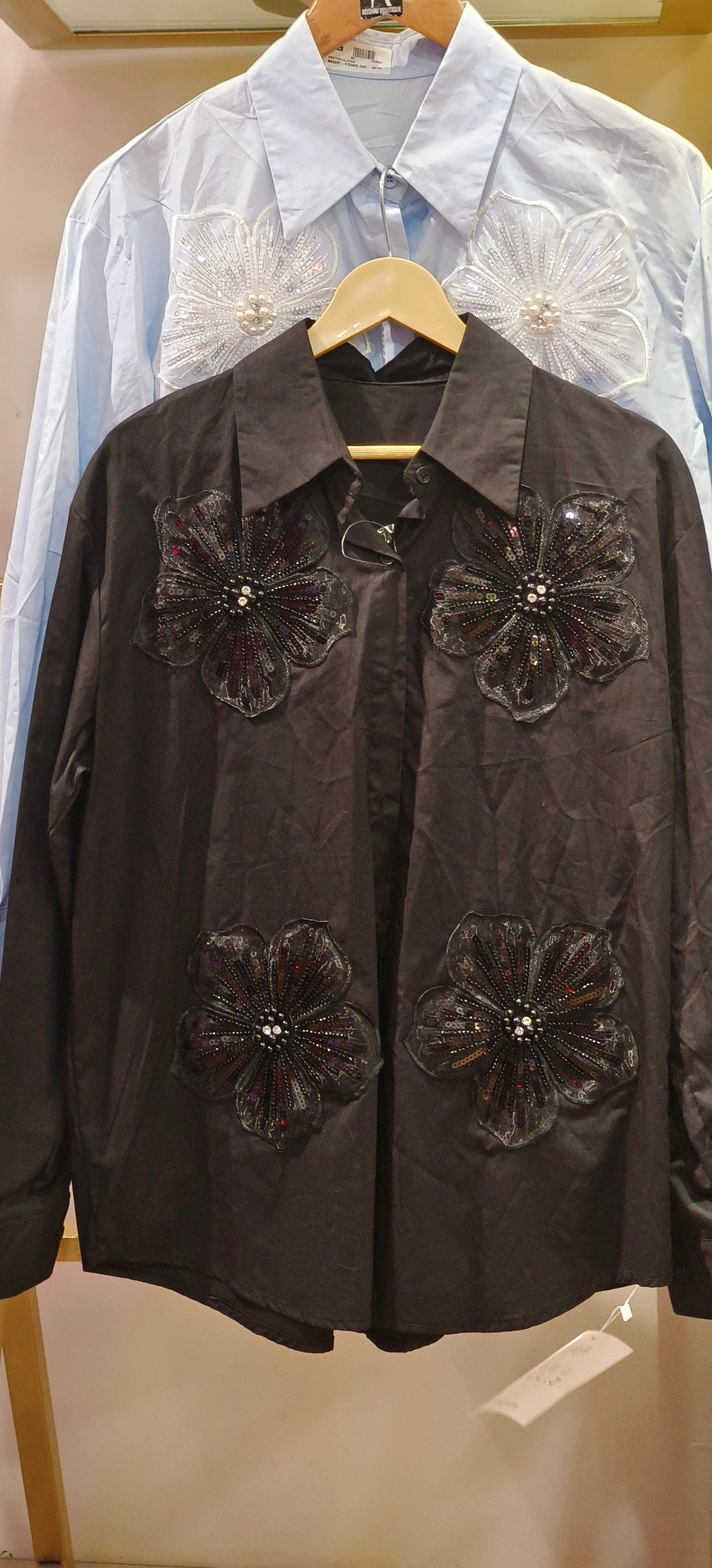 Organza Flower Cotton imported Material Shirt