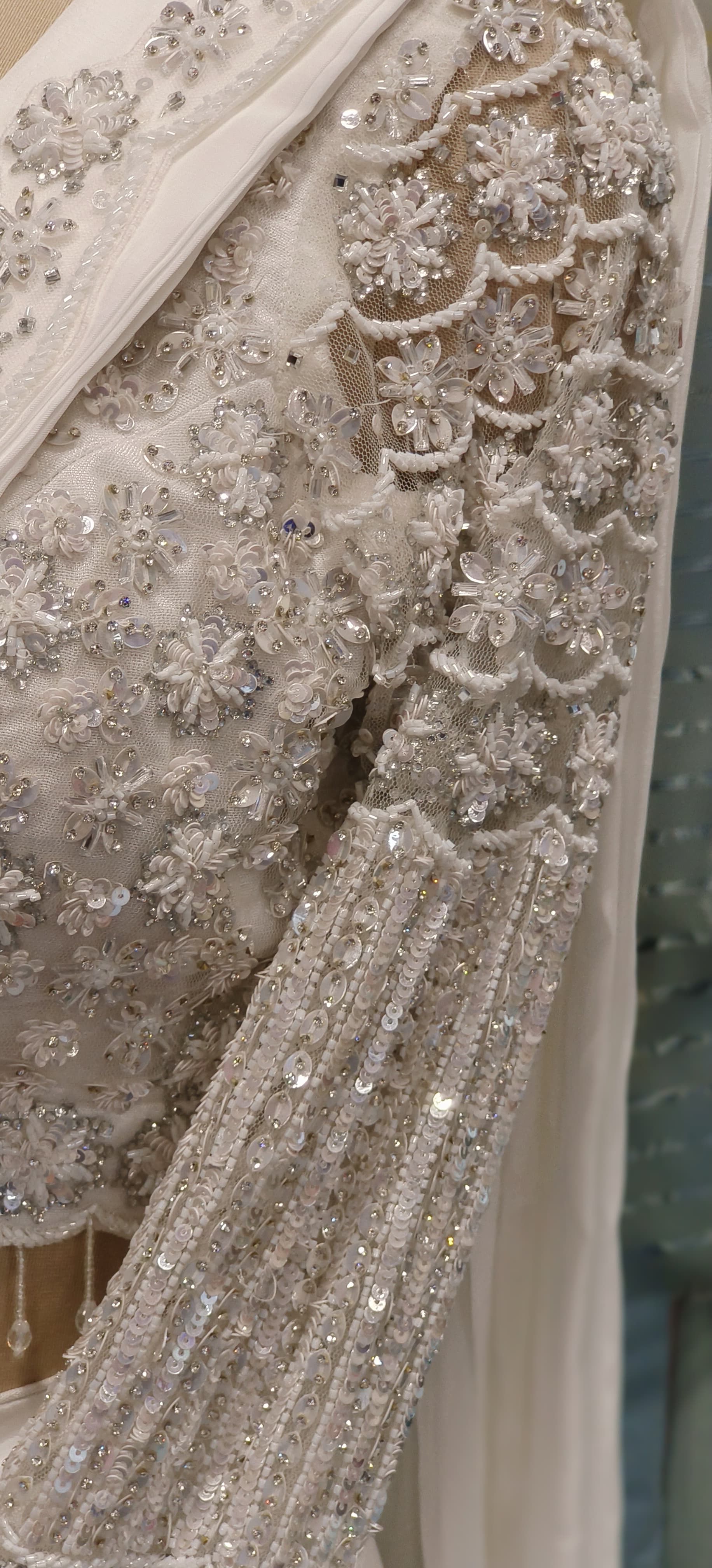 White Embellished Drape Saree with Hand-Embroidered Designer Blouse – Effortless Elegance