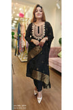Silk beautiful yoke embroidered kurta with pant and  dupatta set of 3 (FULLSUIT-SA-02619}
