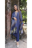 Beautiful embroidered V neck kurta with pant and Gajji silk dupatta Full Set of 3 DRYWASH{FULLSUIT-MAI-02563}