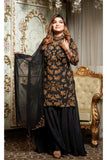 Heavy Party wear hand embroidery Chinon  elegant Straight cut Kurta with embroidered palazzo with dupatta DRY WASH-03636