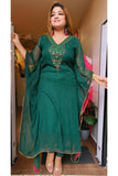 Beautiful green georgette embroidery only kaftan with lining DRYWASH Dispatching after 15days-03897
