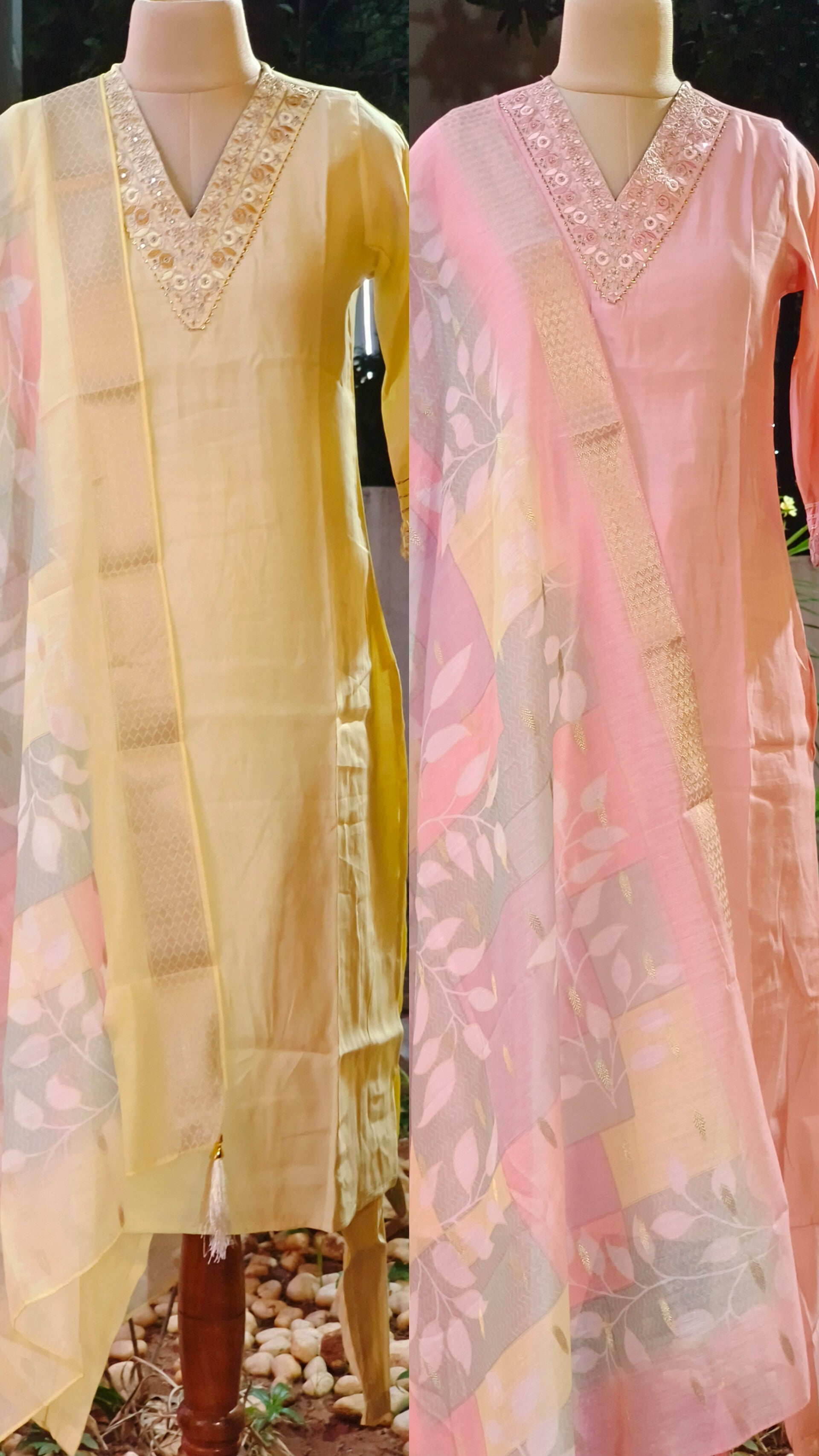 Pastel Shade V Neck Embroidered Kurta Pant With Floral Dupatta