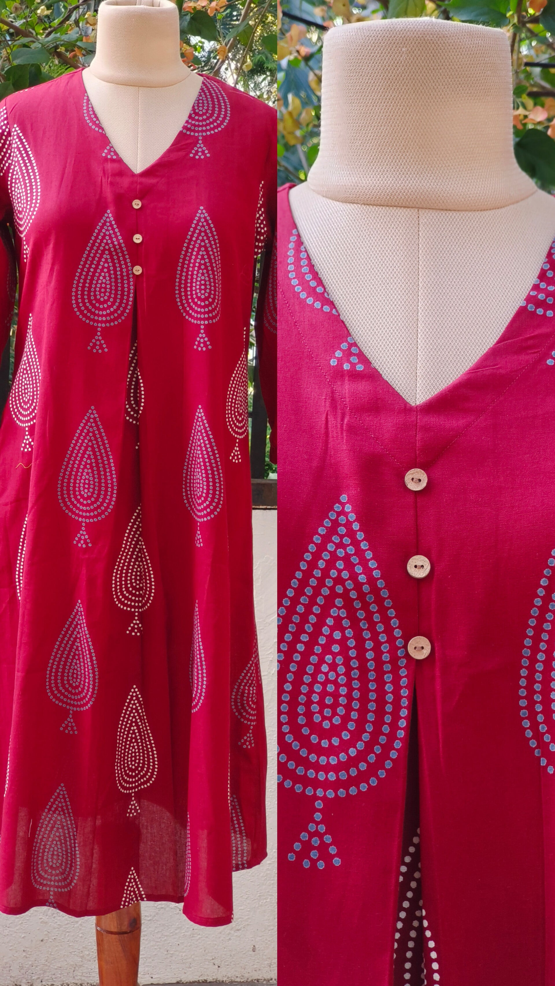 Printed Maroon Aline Only Kurti