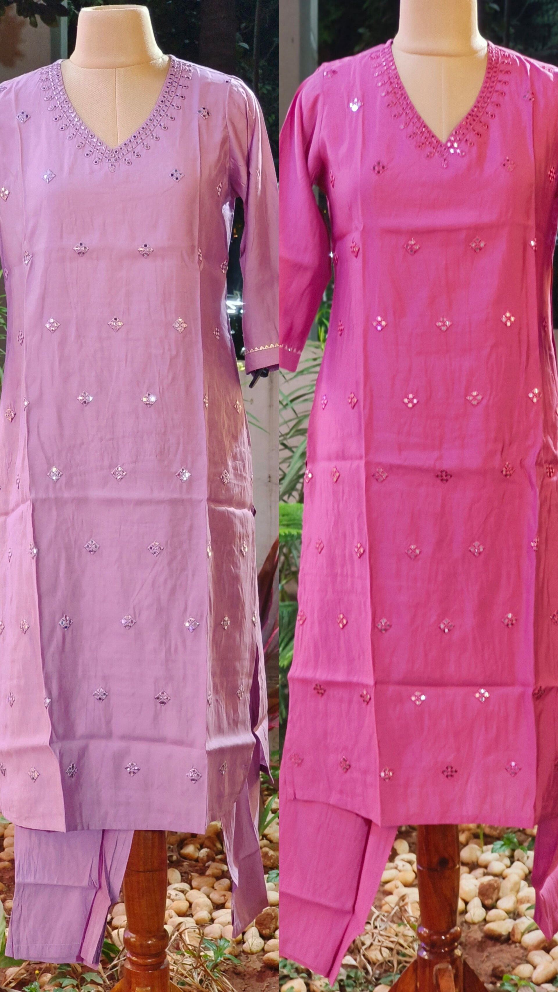 Pastel shade Foil Mirror Kurta Pant