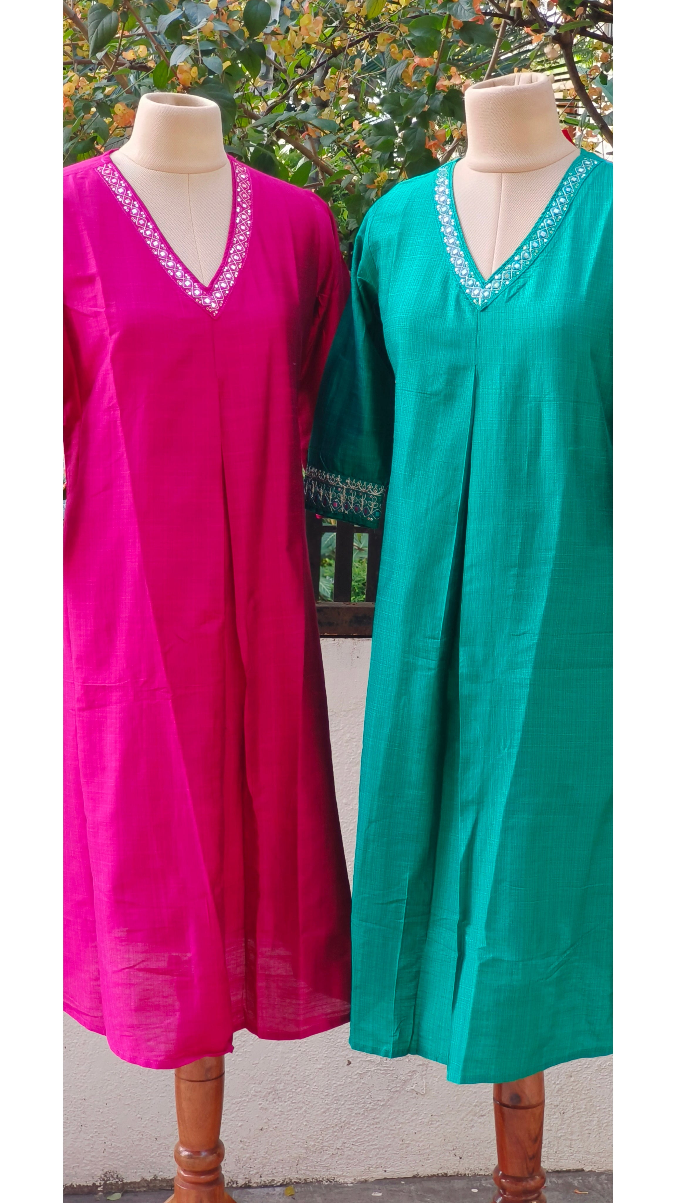 Aline Cotton Bright Shade V Neck  Kurta