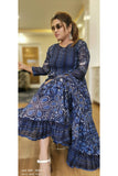 Lurix blue  floral mal cotton Gown with separate inner