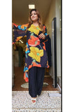 Colourfull Chinon floral stylish sleeves only  top with inner DRYWASH