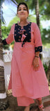 Light pink  Vegetable print  Aline kurta with pant set of 2