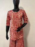 Pure organic cotton Batik print kurta with stylish loose box cut palazzo pant set of 2