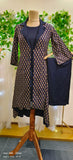 Cotton kurta with pant croptop with printed cotton jacket set of 3-02074}