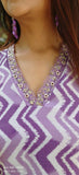Stylish V-neck Lehriya muslin embroidery kurta with pant (Set of 2){KURTA-MAI-02156}