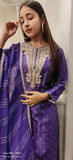 Silk thread embroidery bandhani kurta with pant and bandhani Organza embroidered dupatta-02351}