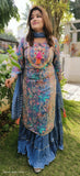 Real mirror with Gotta work floral muslin  double layer Gown with dupatta DRYWASHONLY 03803