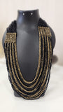 Indo Western Two Tone gold with black beads Long Necklace
