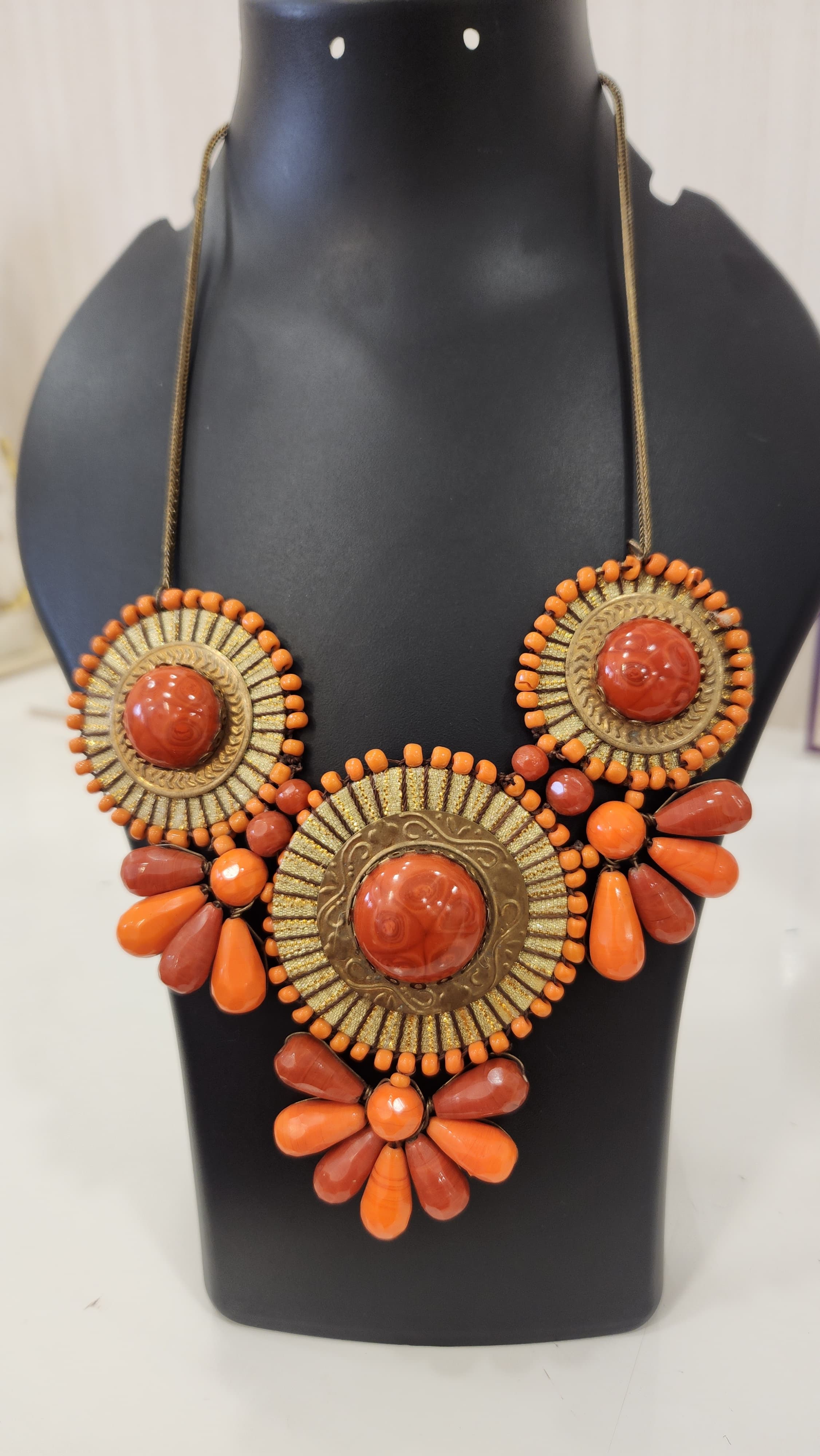 Stylish Beads Coloured Necklace With Banjara Work