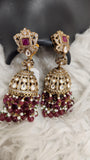 Gold-Plated Kundan Studded embellished Long jhumka Earrings