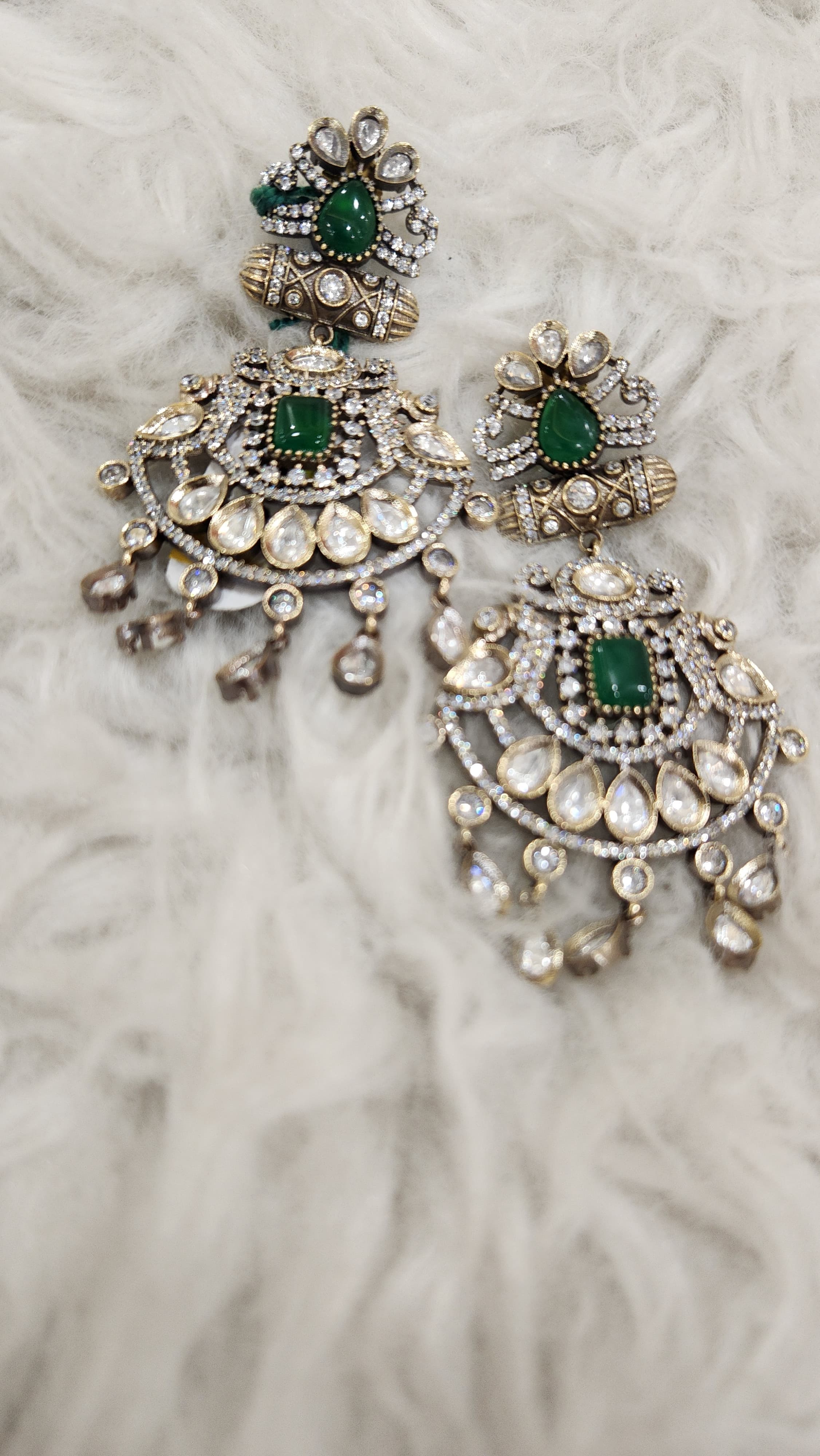 Ad stone Gold-Toned  Kundan Beads Long Dangler Earrings