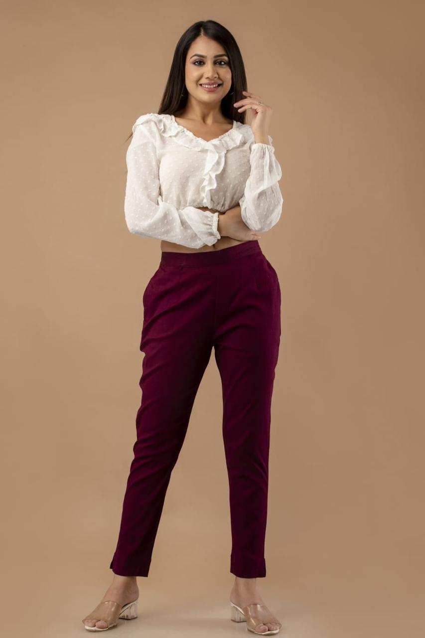 Cotton Stretchable Pants with Pockets 01250