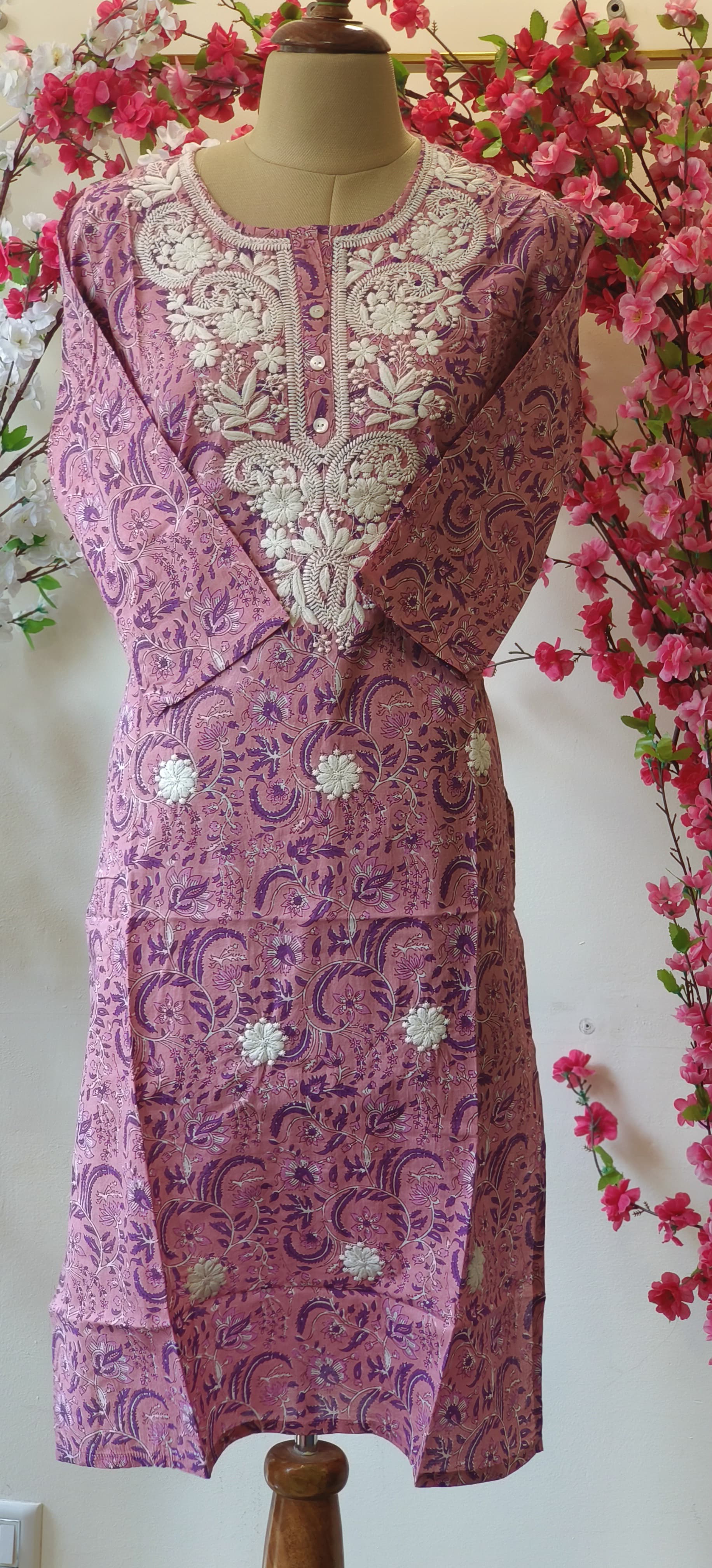 Cotton Thread Embroidered Only Kurti -04283