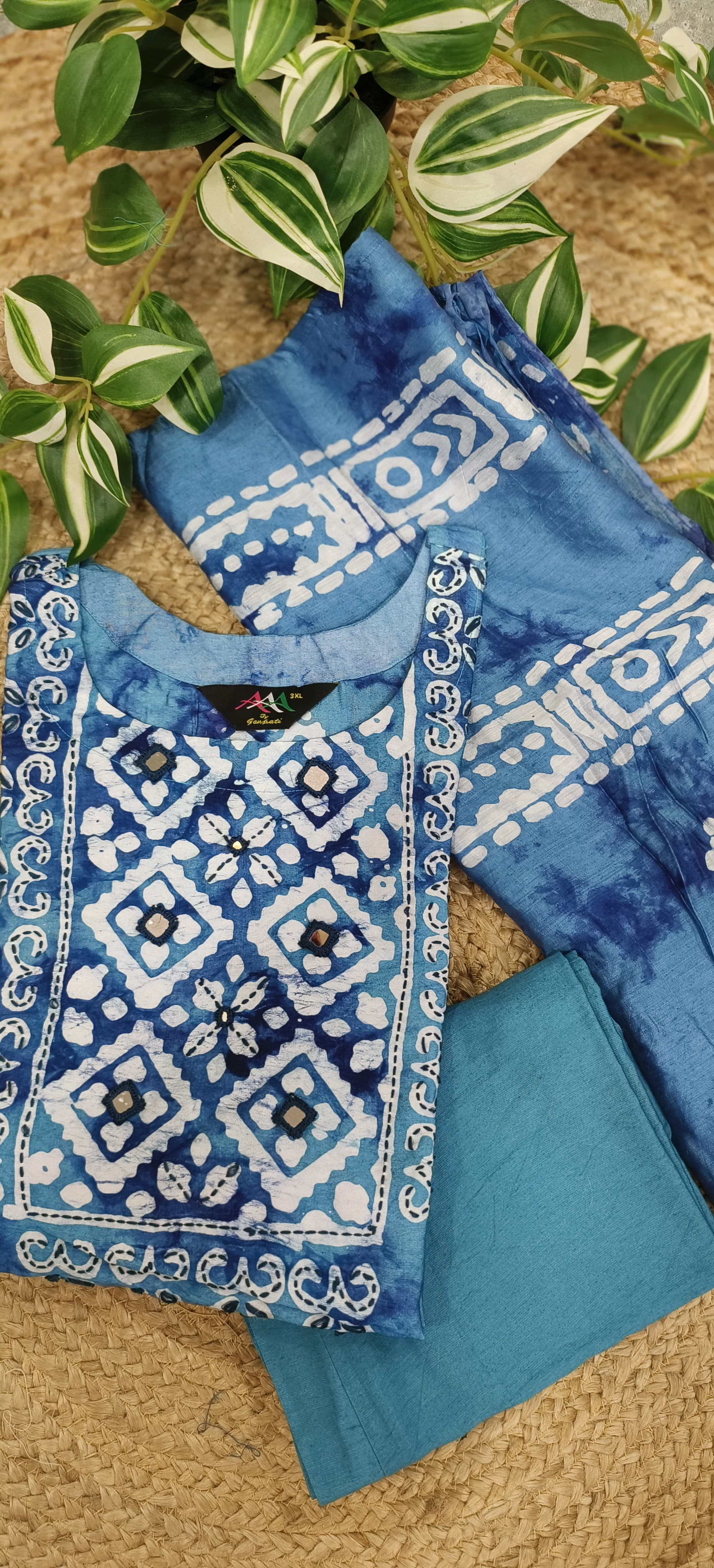 Real Mirror Chanderi Cotton Floral Full Suit with Dupatta