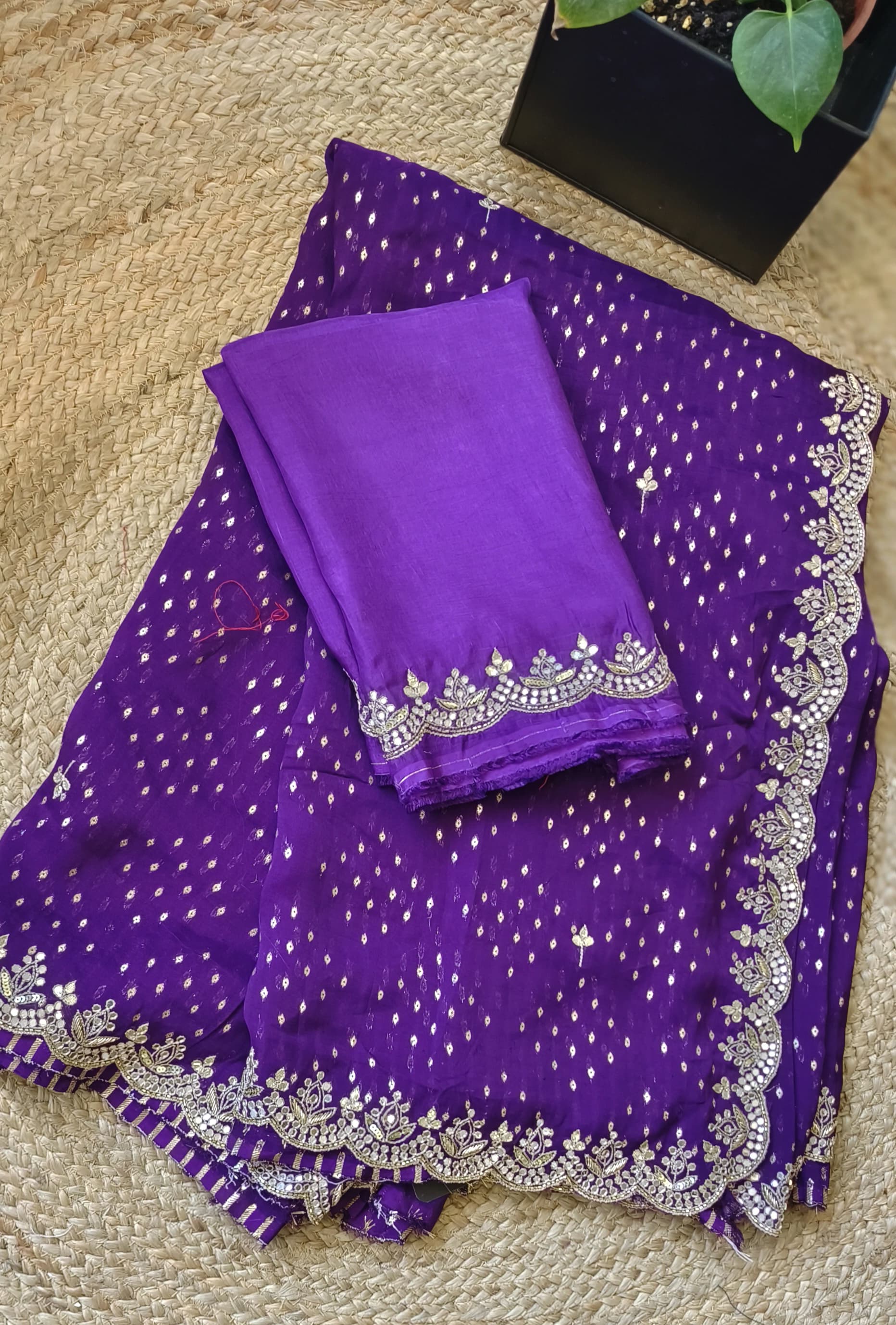 Embroidered Bordered Beautiful Soft Silk Saree with unstitched blouse DRYWASH-04951