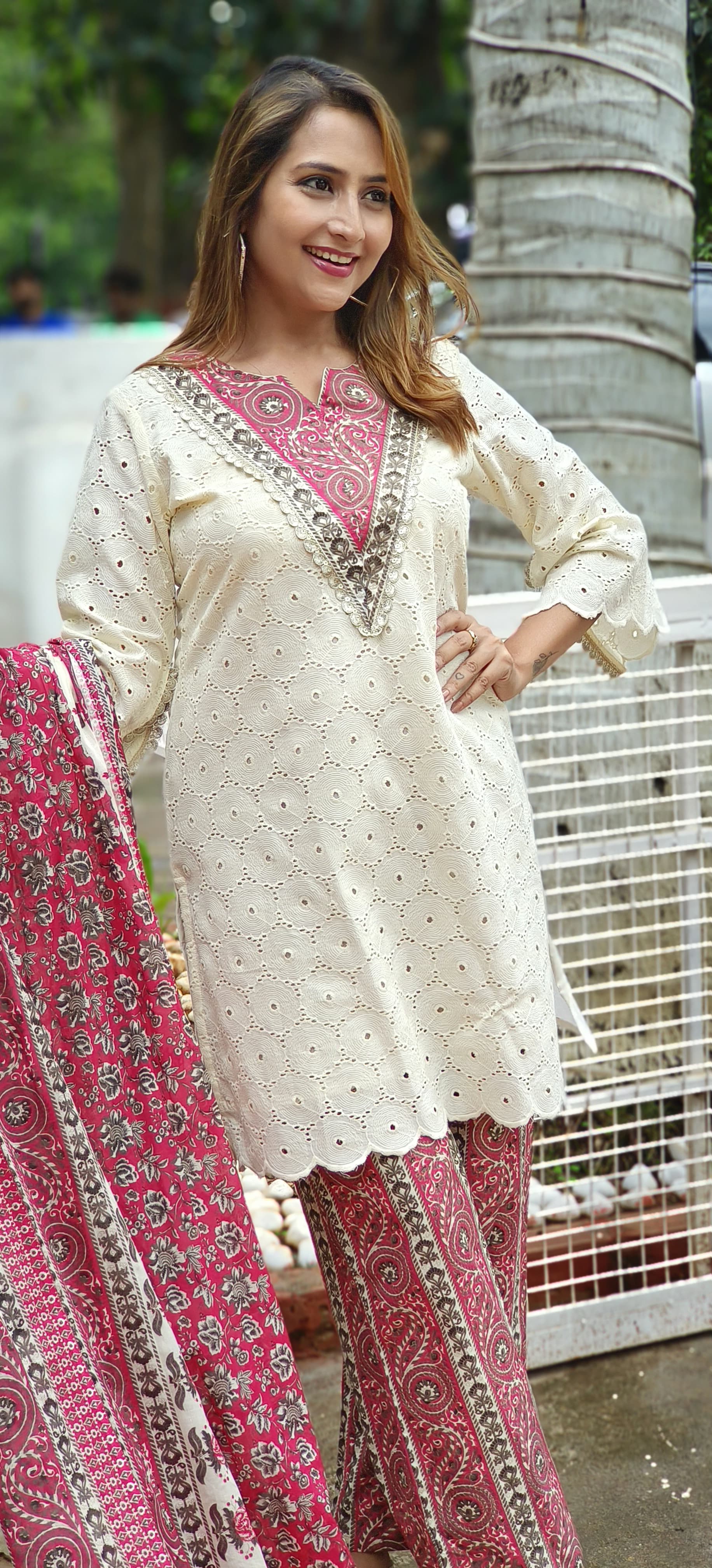 Elegant Hacoba Offwhite Cotton Full Suit -05504