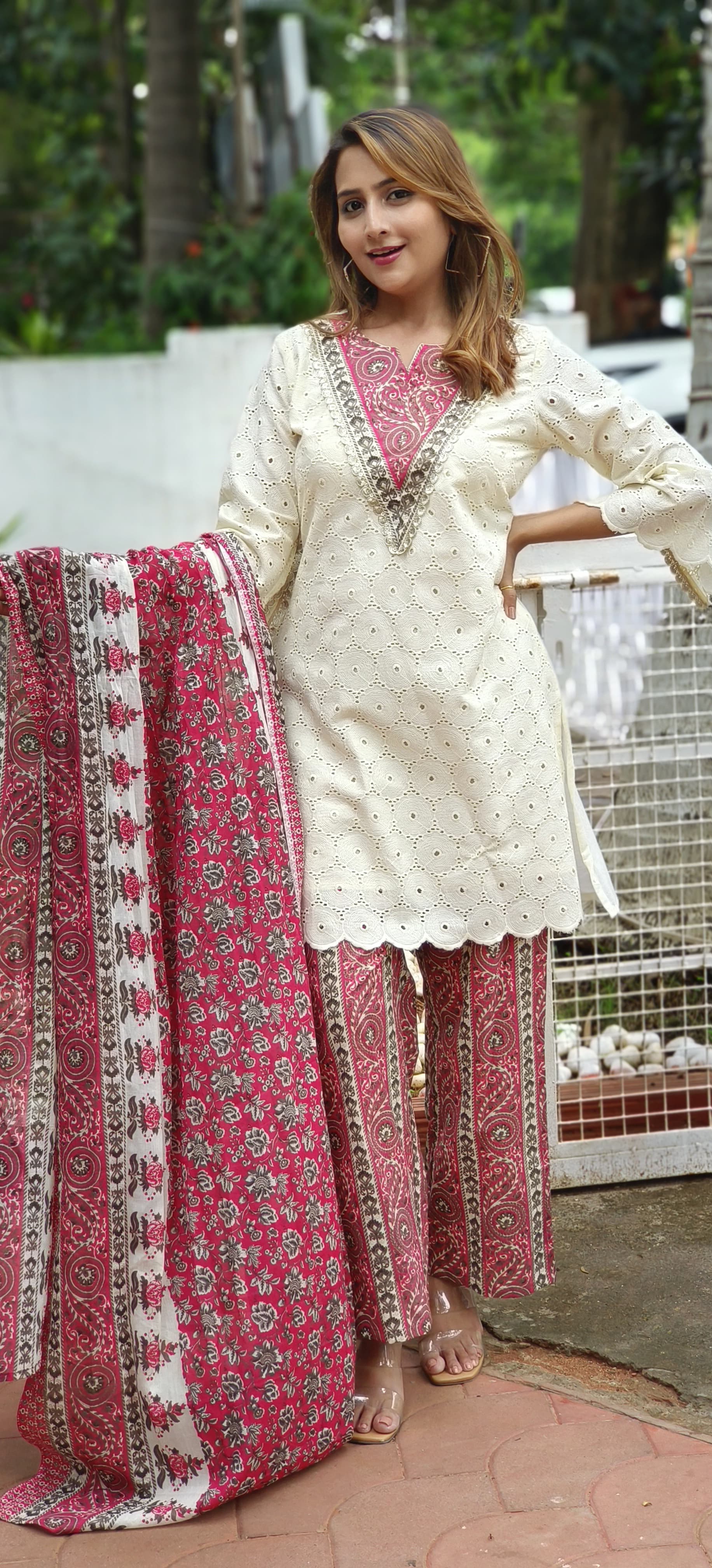 Elegant Hacoba Offwhite Cotton Full Suit -05504