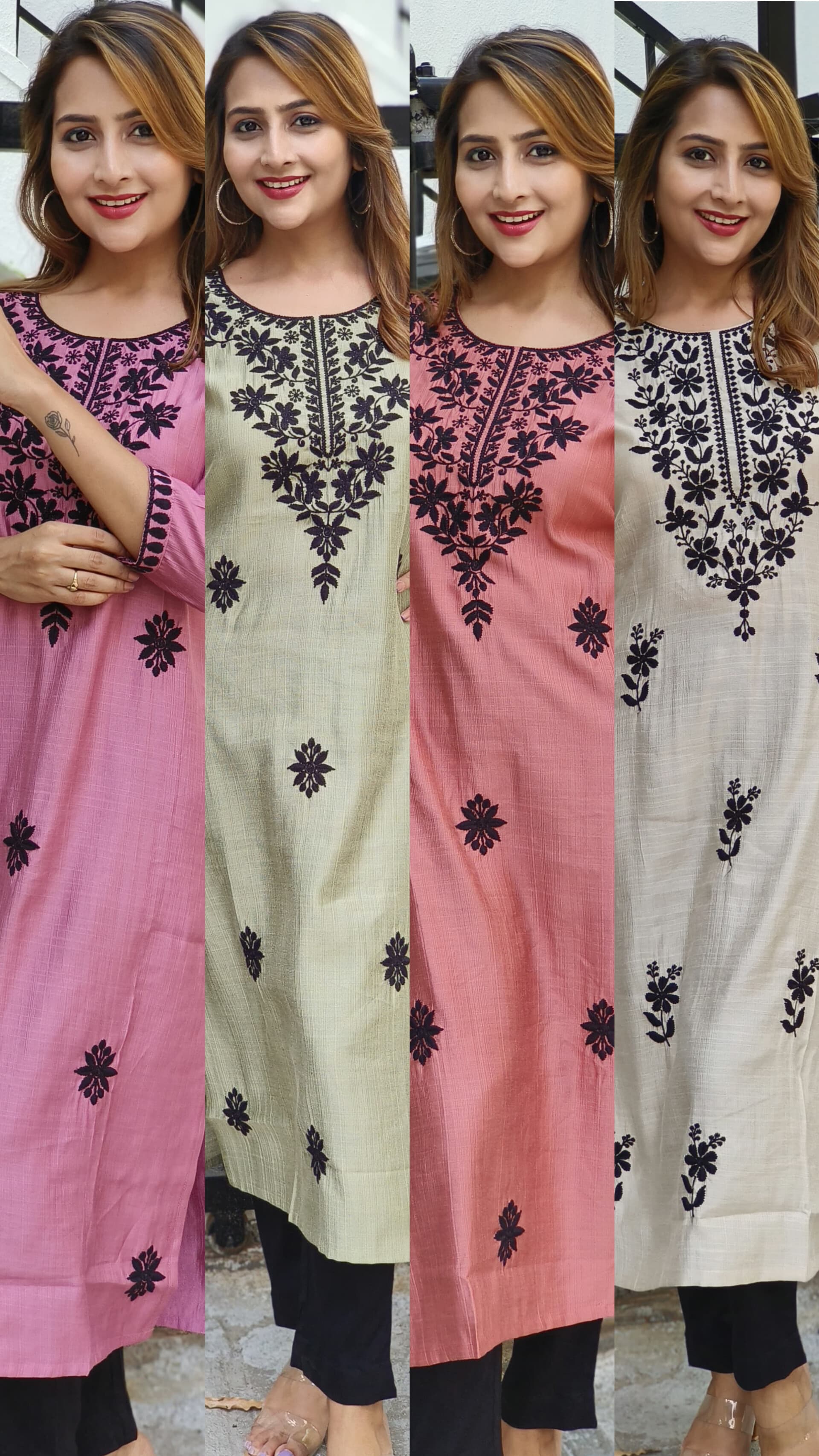 Thread Embroidered Cotton summer kurti-05406-408-