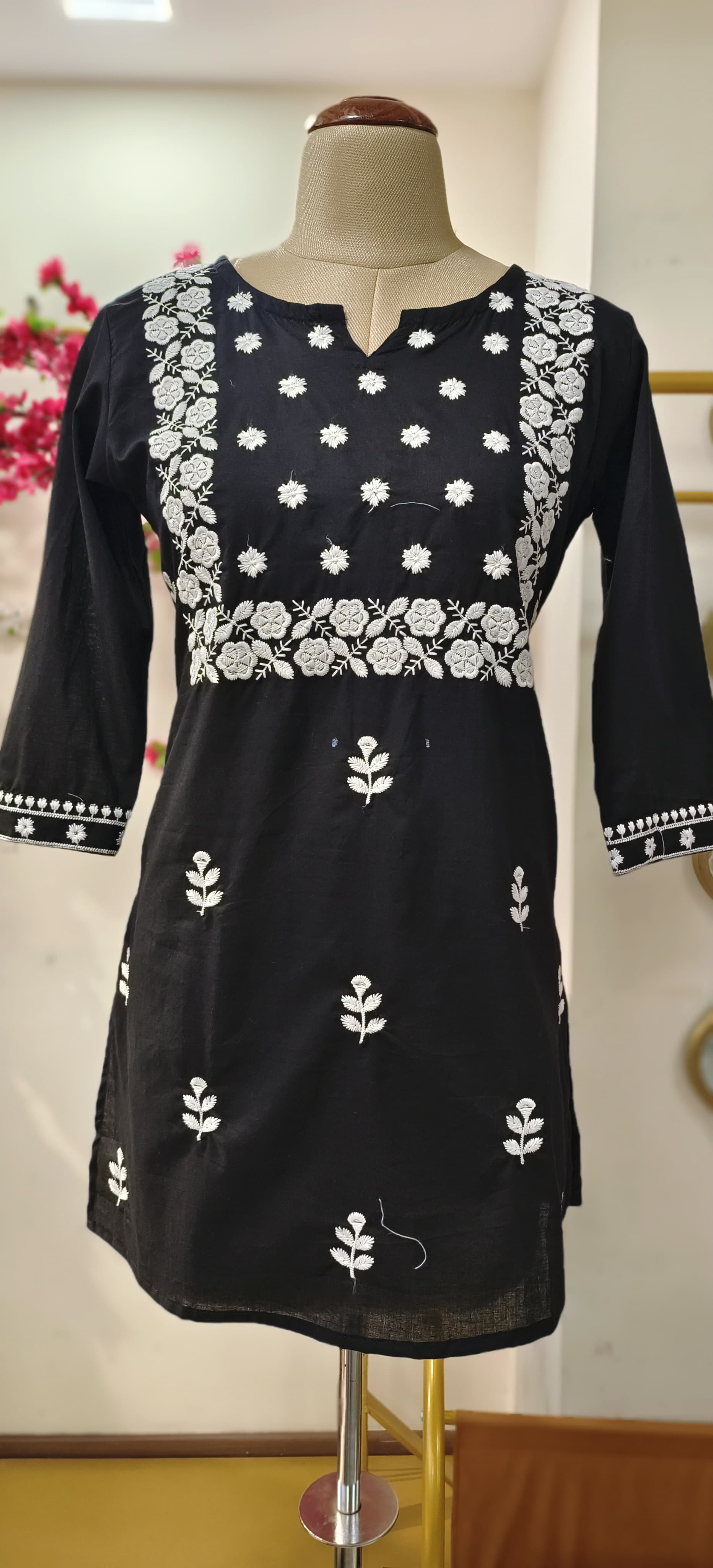 Cotton Thread Embroidered short Only Kurti -05585-90-87-86