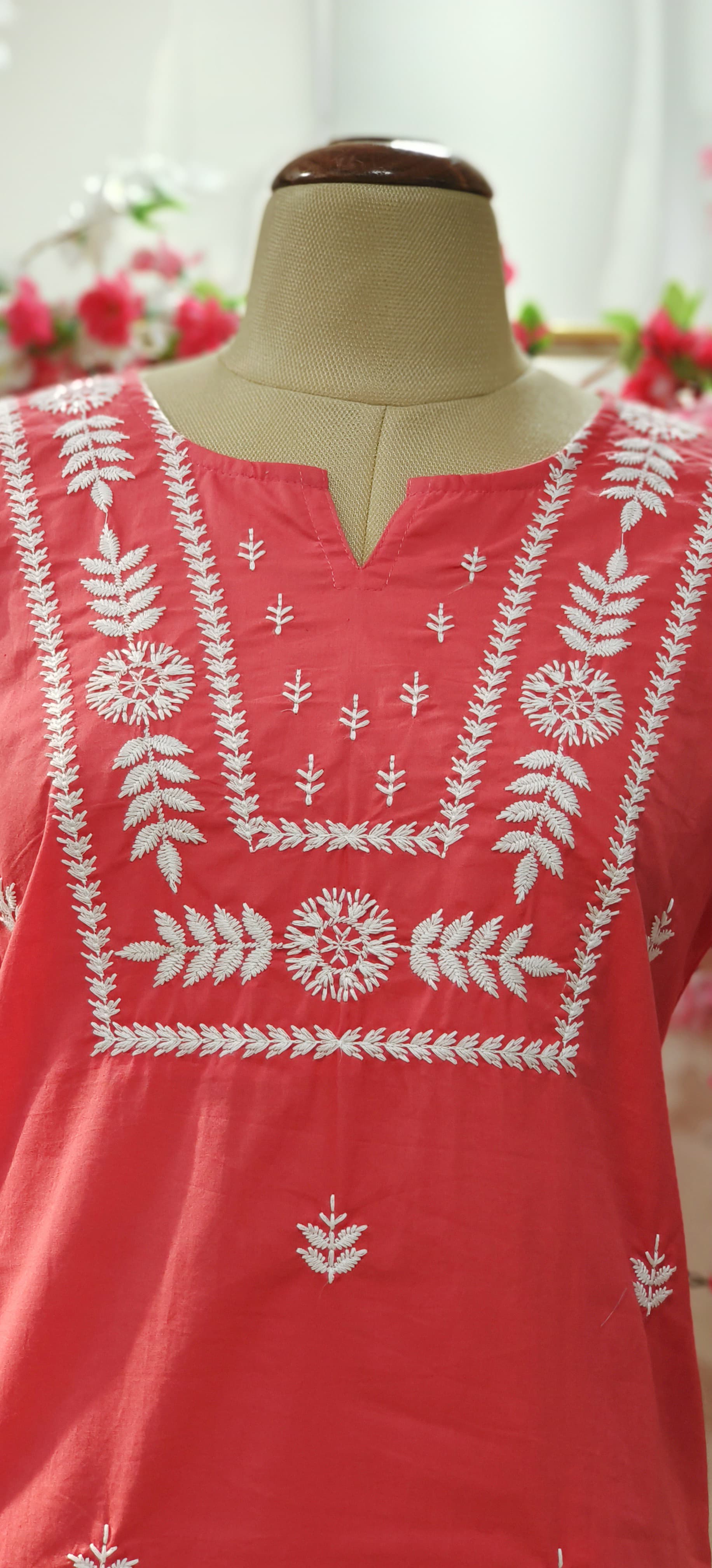 Cotton summer thread embroidery short kurti-05583-81-84-82