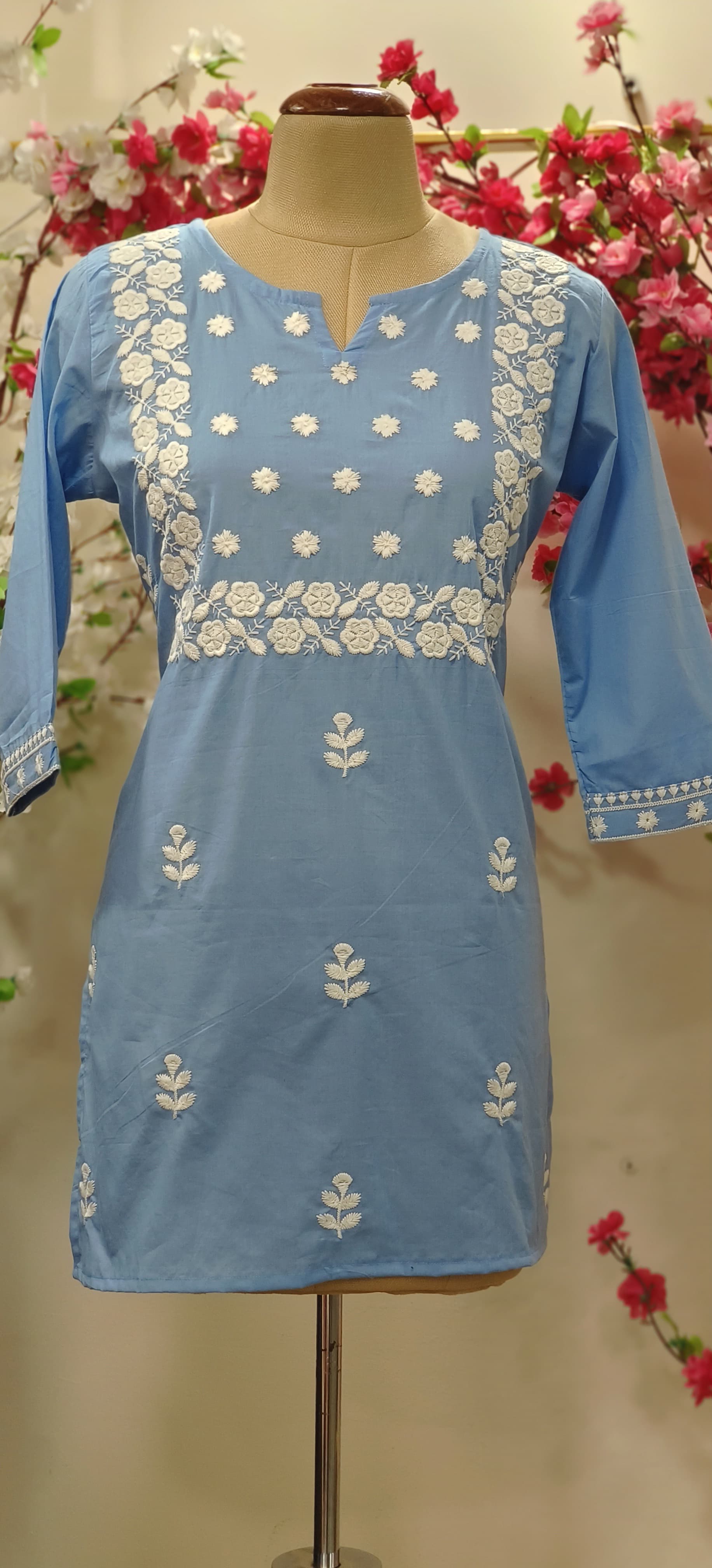 Cotton Thread Embroidered short Only Kurti -05585-90-87-86