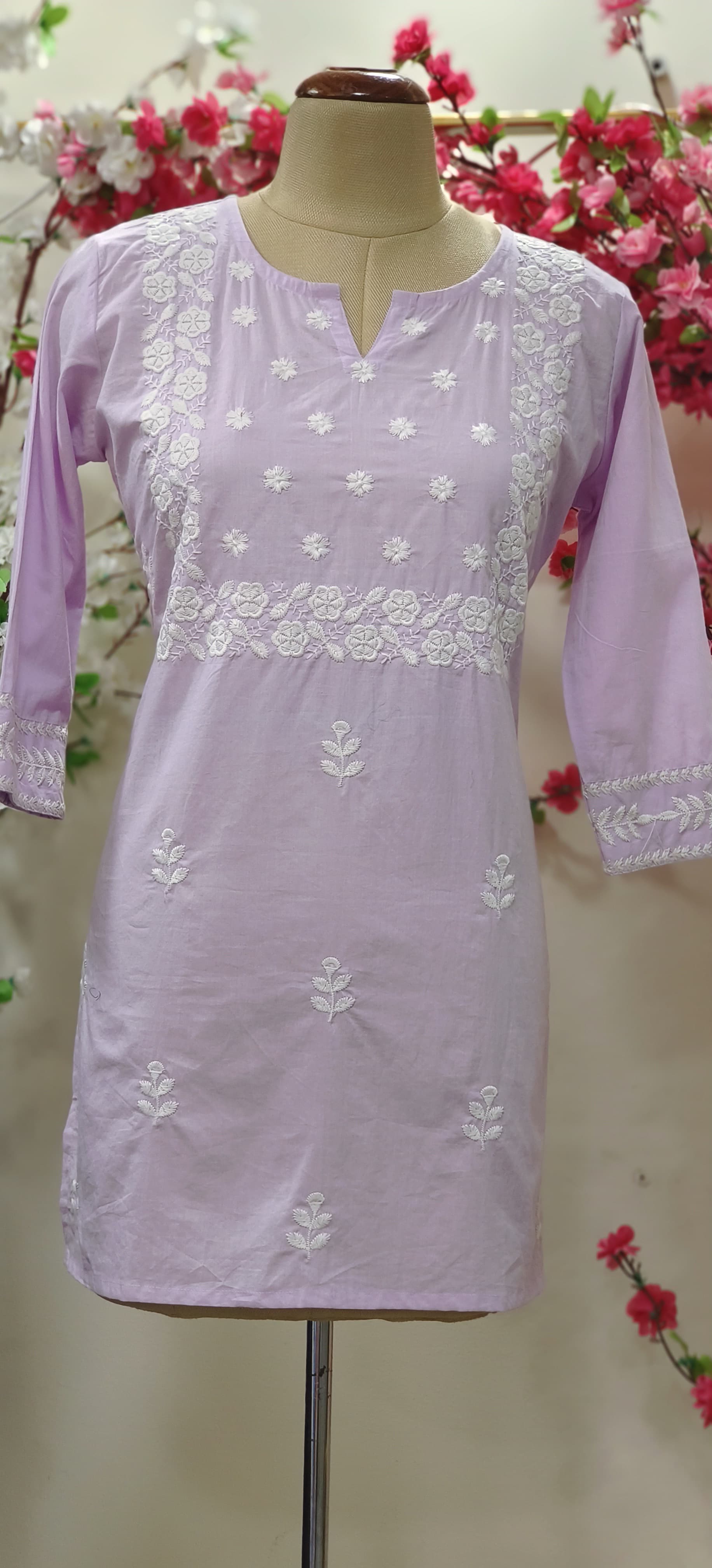 Cotton Thread Embroidered short Only Kurti -05585-90-87-86