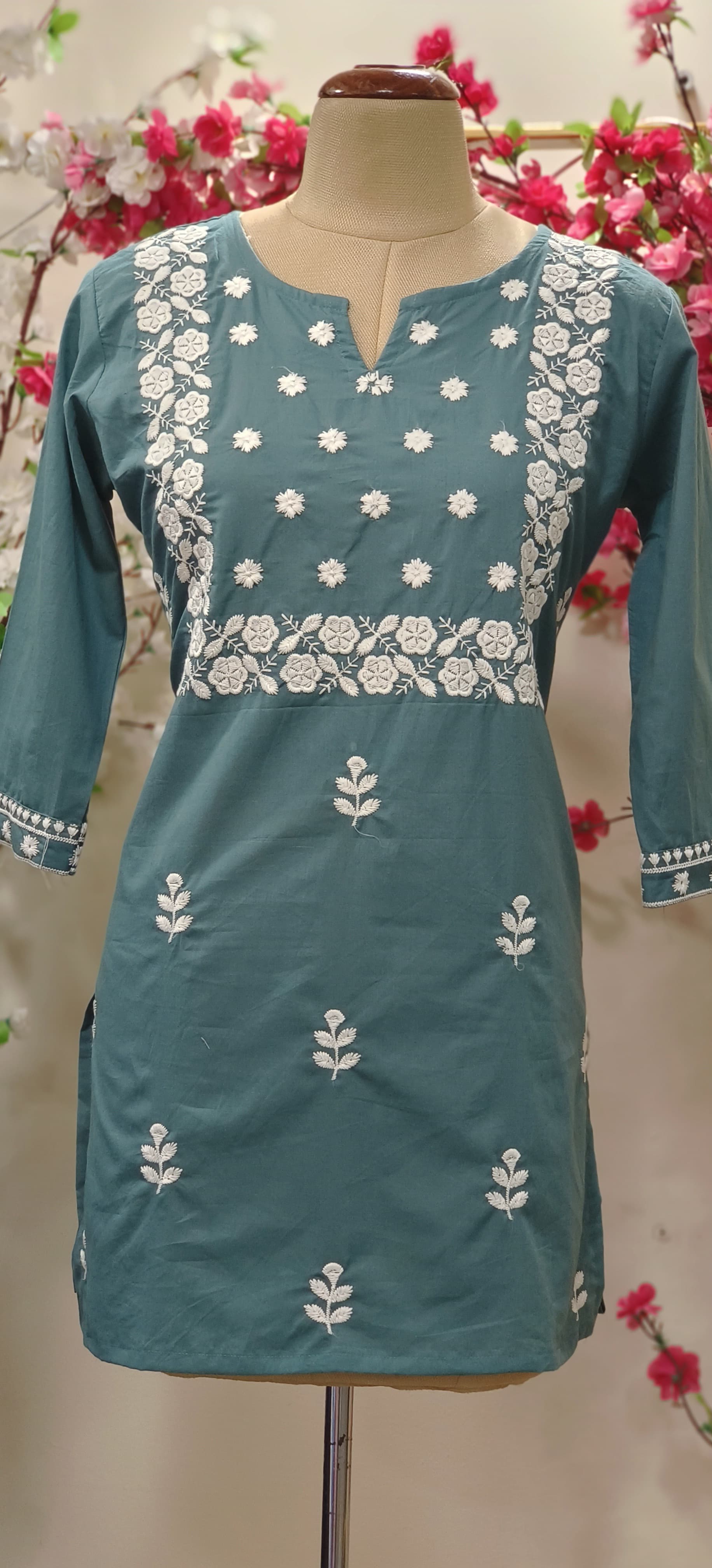 Cotton Thread Embroidered short Only Kurti -05585-90-87-86