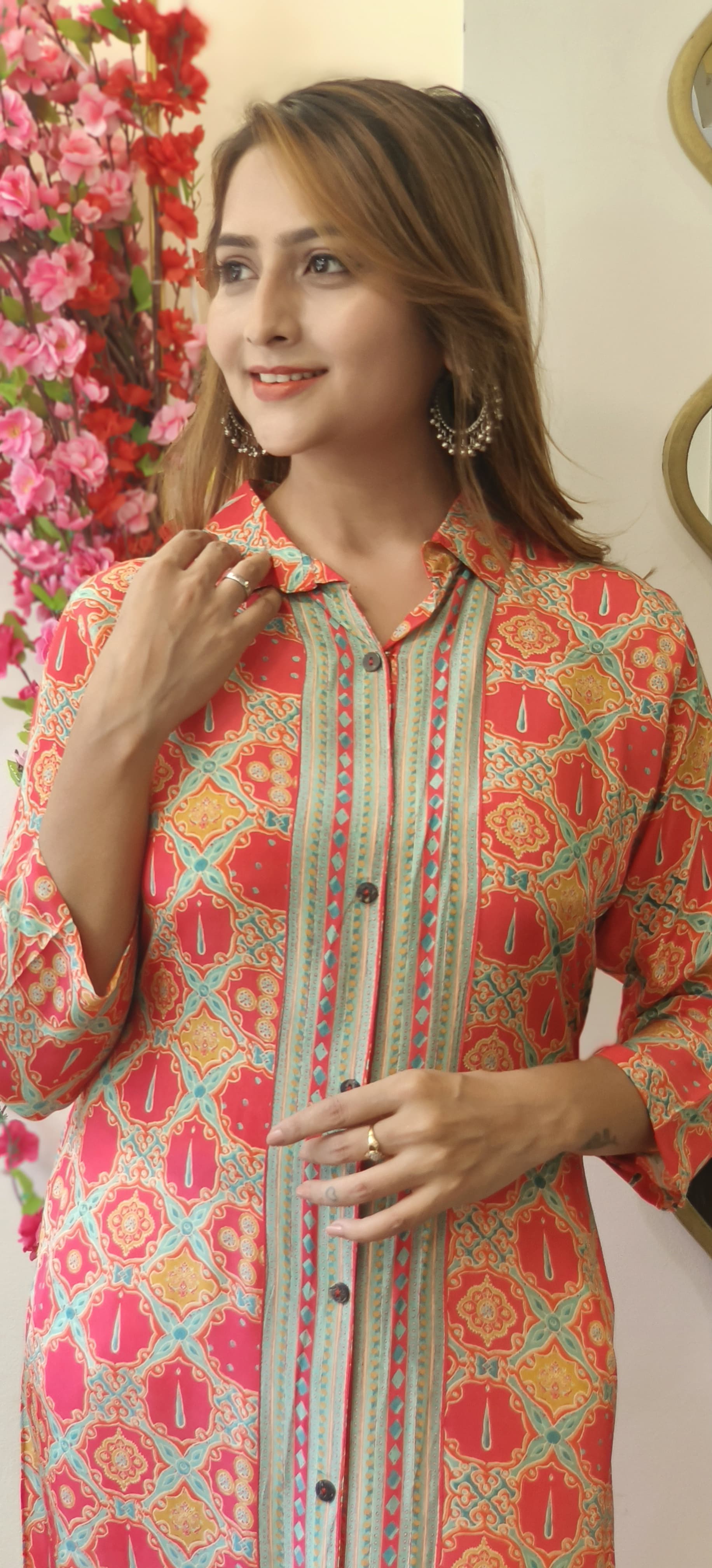 Beautiful crape collor neck Aline only kurta-04580