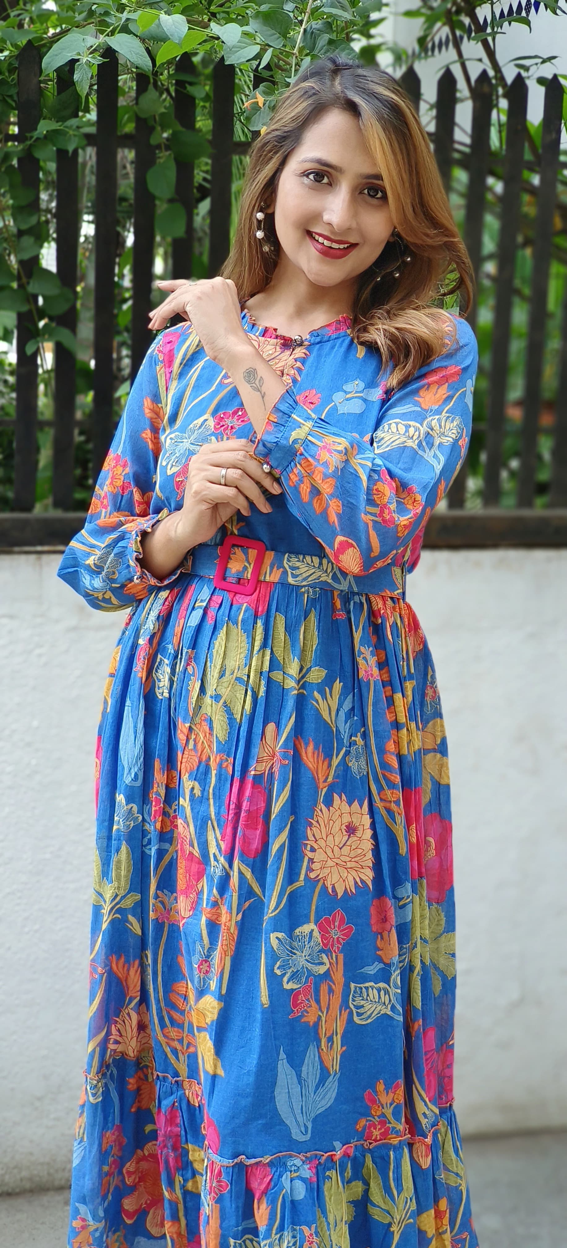 Beautiful mallcotton printed summer long Frock -05602