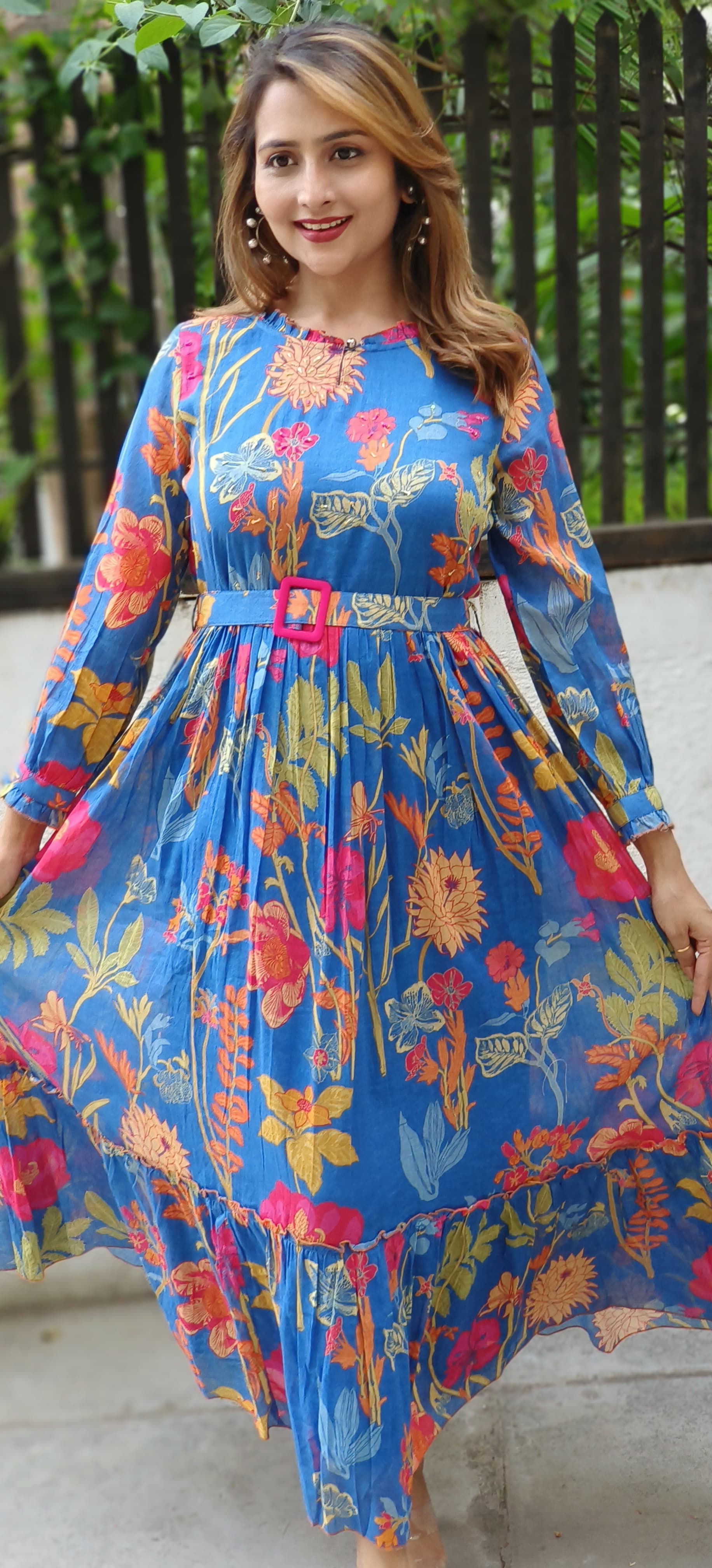 Beautiful mallcotton printed summer long Frock -05602