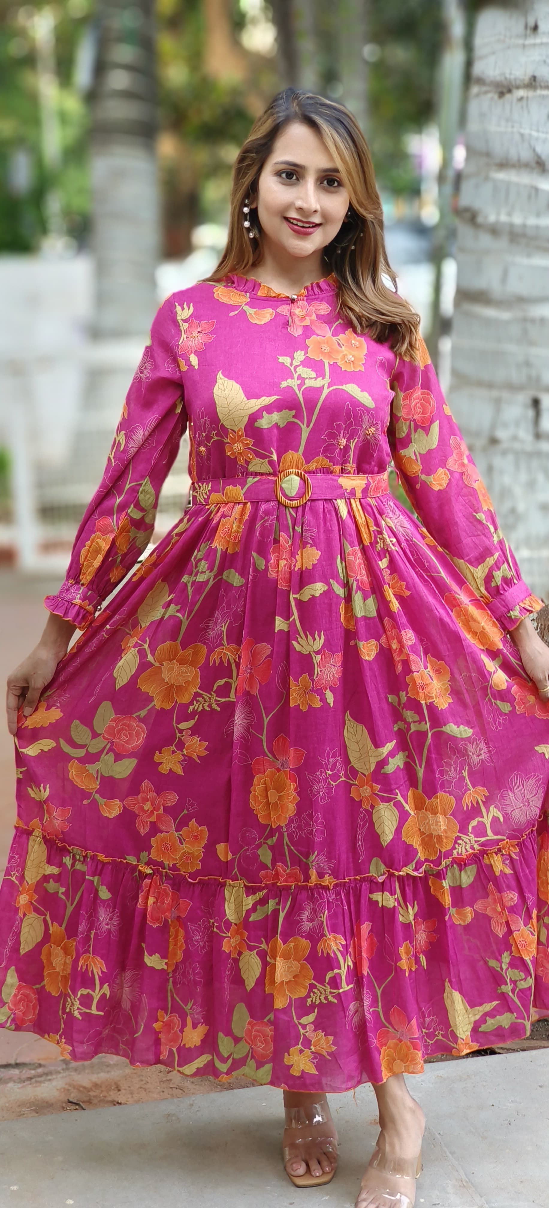 Beautiful mallcotton printed summer long Frock -05602