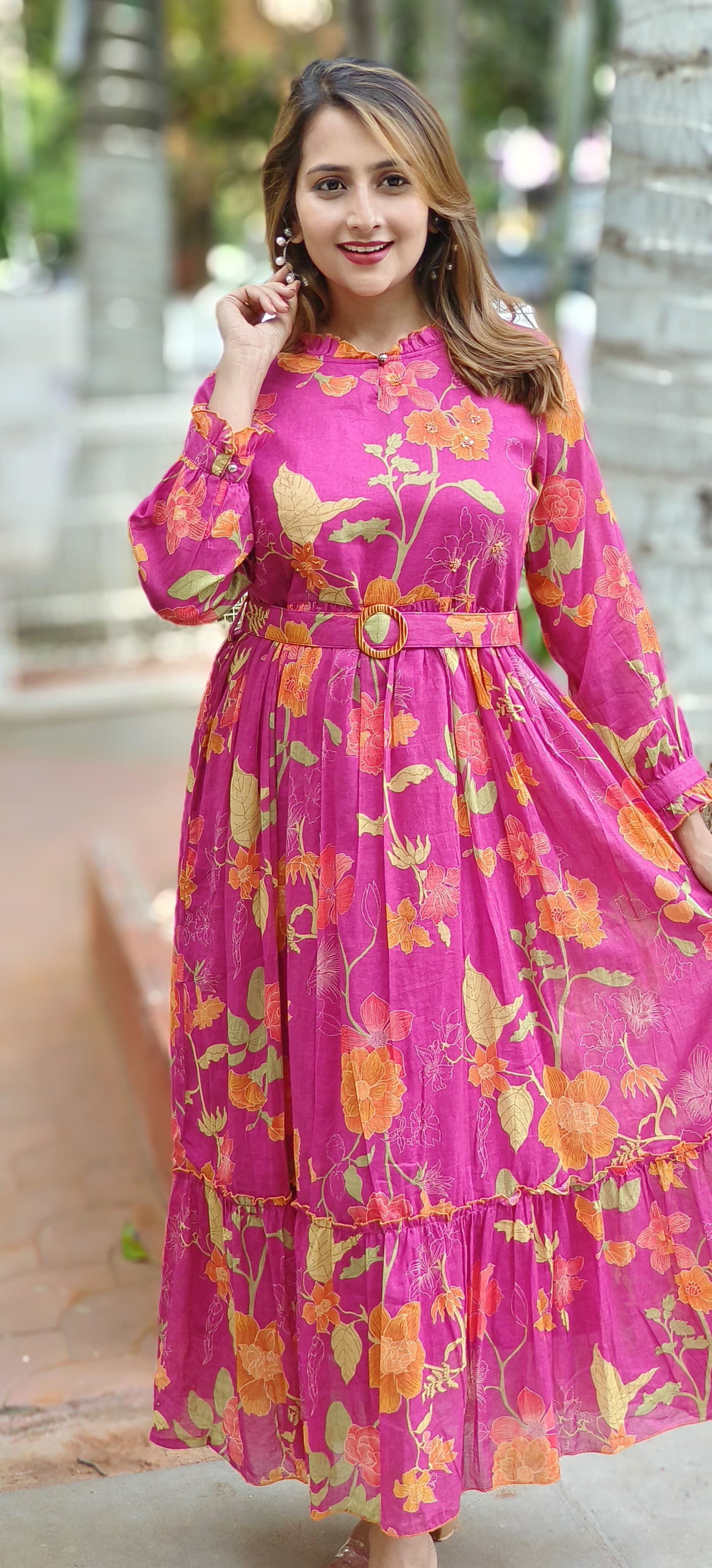 Beautiful mallcotton printed summer long Frock -05602