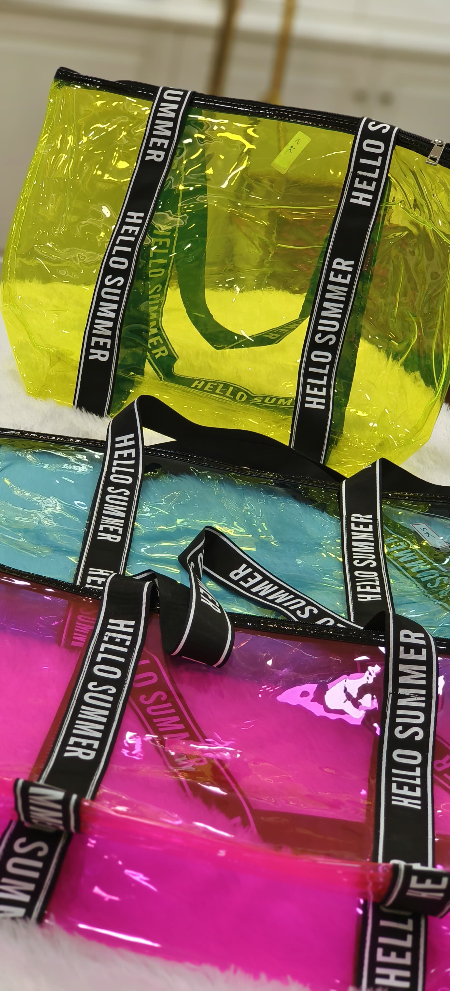 Neon Shade Transparent Tote Bags