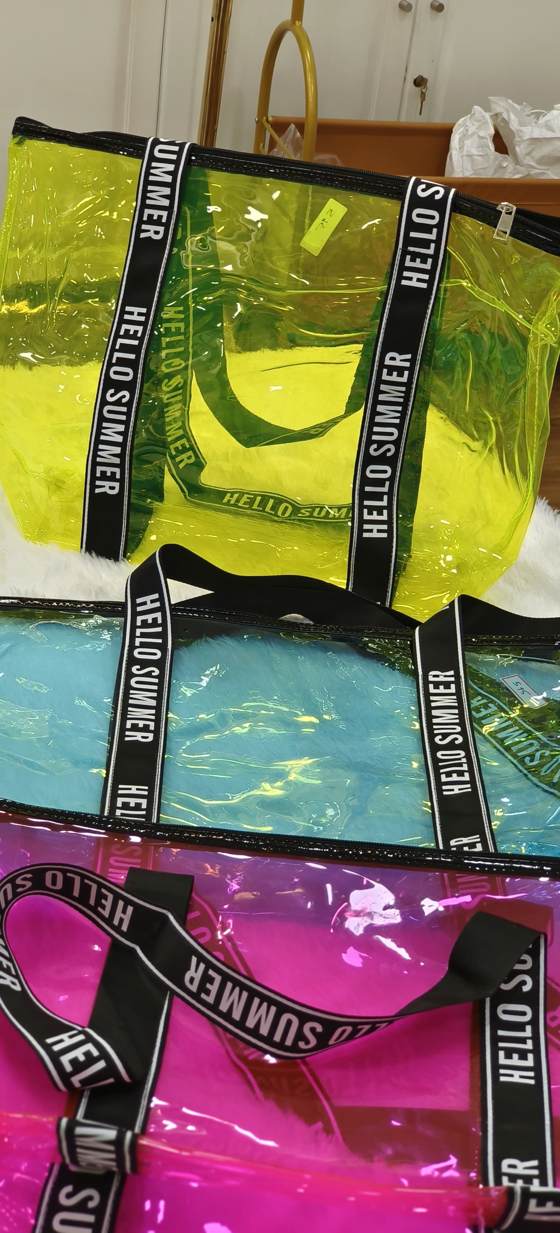 Neon Shade Transparent Tote Bags