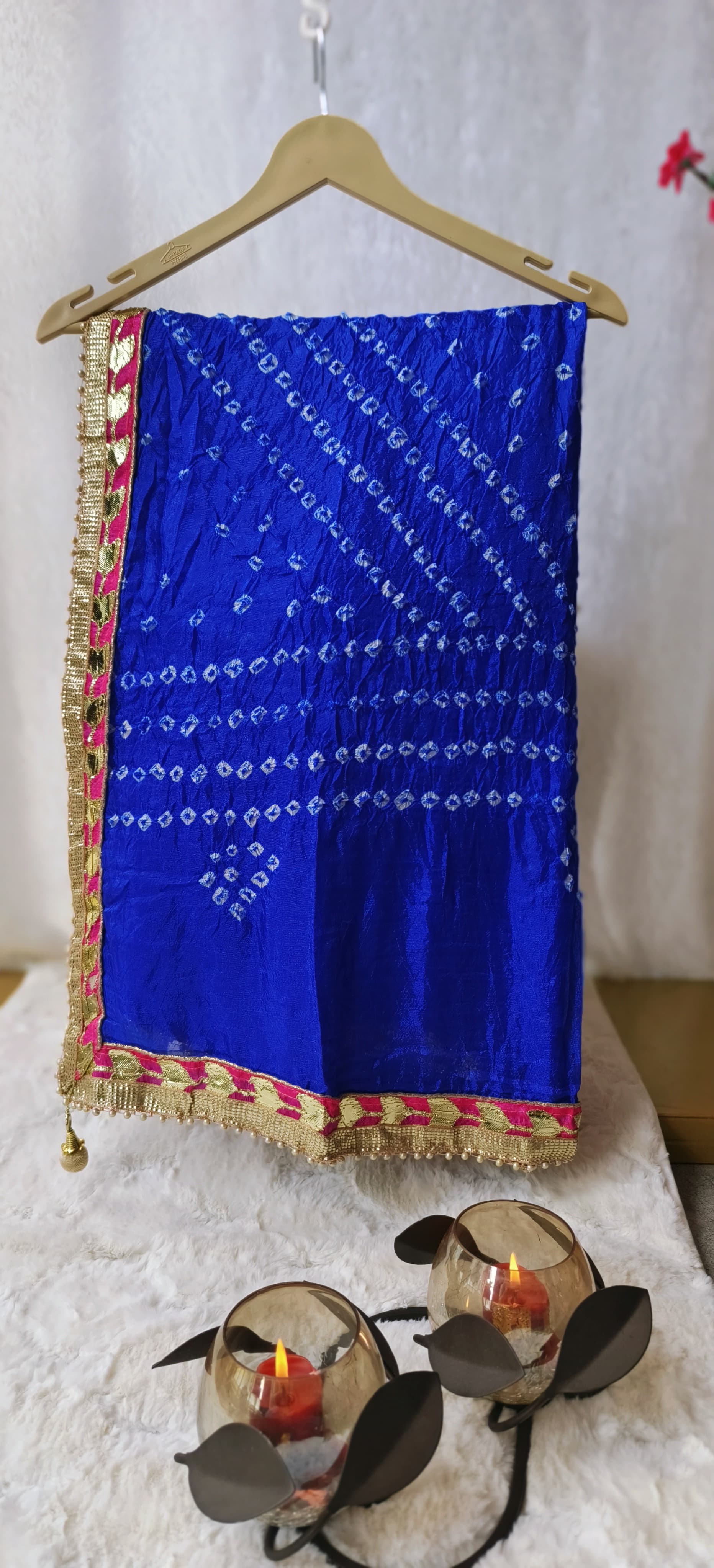 Soft Semi Silk Bandhani Printed Gotta Work Border Only Dupatta-06169